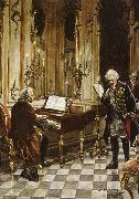 franz schubert a romanticized artist s impression of bach s visit to frederick the great at the palace of sans souci in potsdam Germany oil painting artist